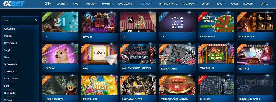 1xbet casino games